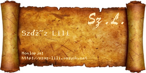 Száz Lili névjegykártya